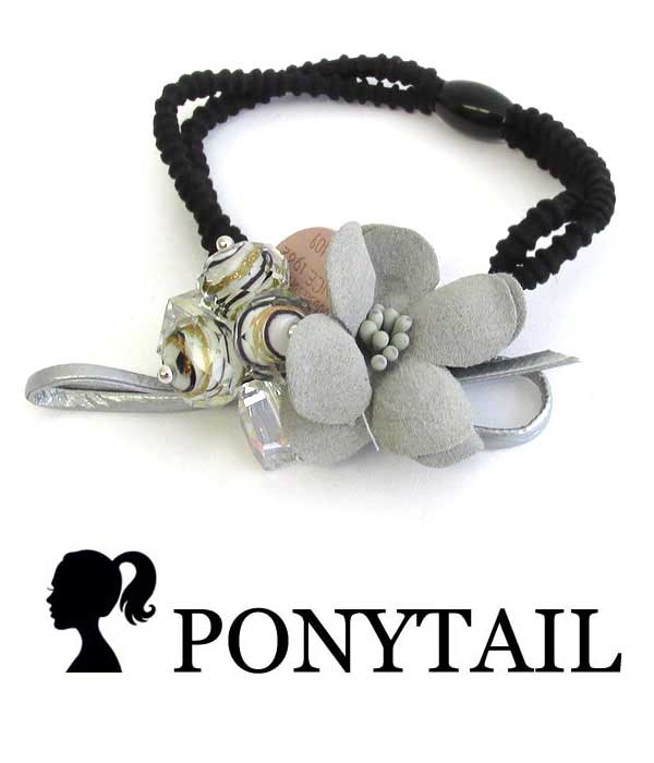 Handmade art craft flower ponytail hair band