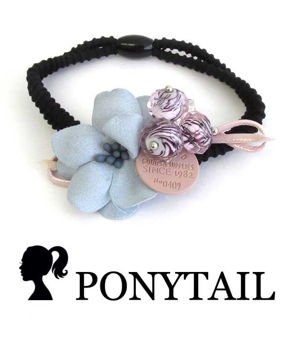 Handmade art craft flower ponytail hair band