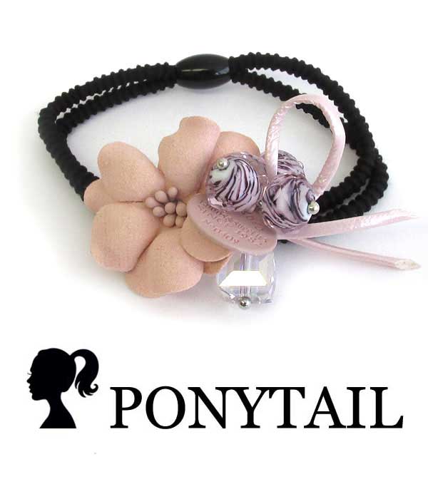 Handmade art craft flower ponytail hair band