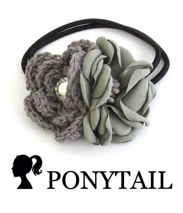 HANDMADE ART CRAFT FLOWER PONYTAIL HAIR BAND