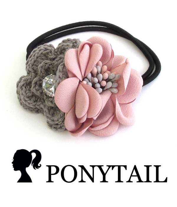 HANDMADE ART CRAFT FLOWER PONYTAIL HAIR BAND