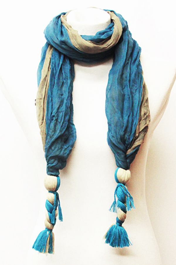 Two tone knot end scarf