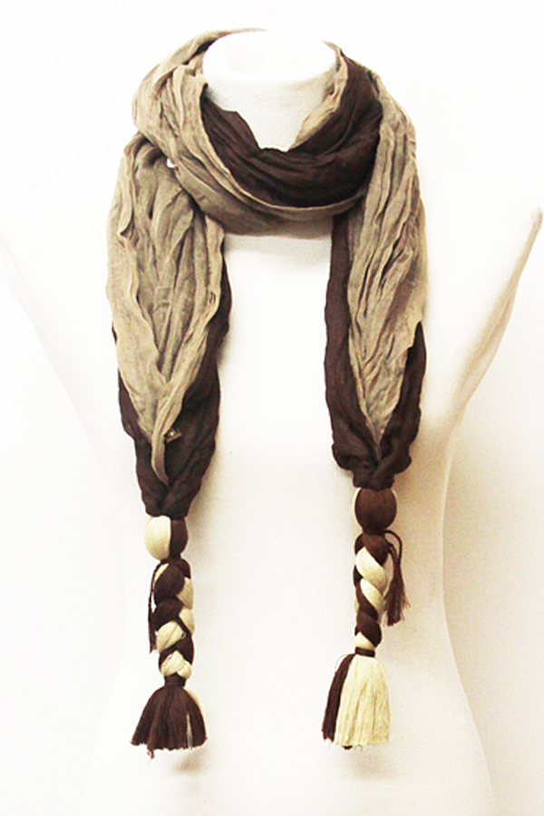 Two tone knot end scarf