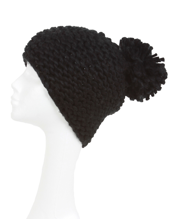 Slouchy knitted pom winter hat