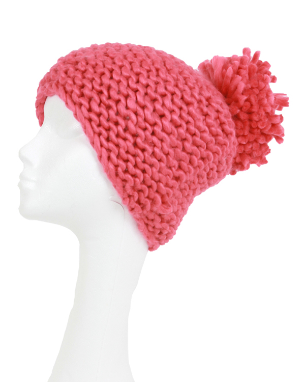 Slouchy knitted pom winter hat
