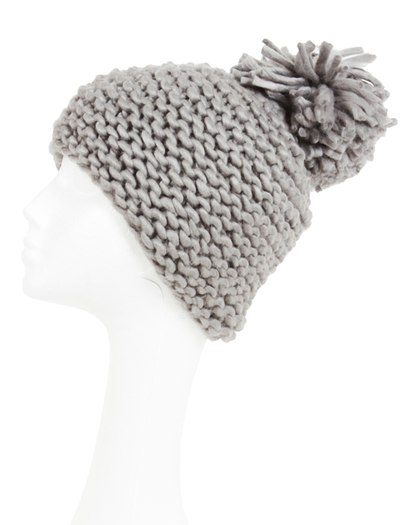 Slouchy knitted pom winter hat