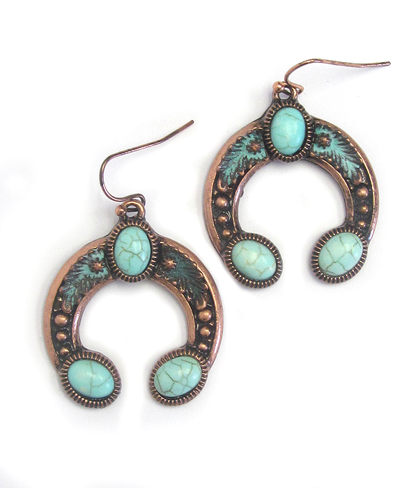 Turquoise squash blossom earring