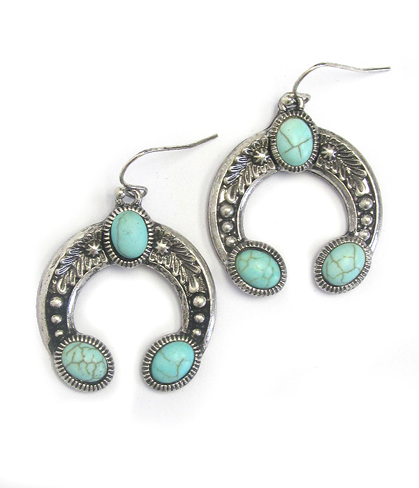 Turquoise squash blossom earring