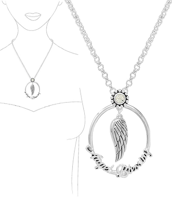 RELIGIOUS INSPIRATION PENDANT NECKLACE - ANGEL BLESSING