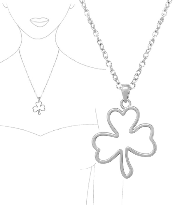 ST PATRIC DAY THEME METAL WIRE ART PENDANT NECKLACE - CLOVER