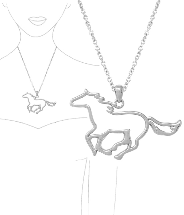 METAL WIRE ART PENDANT NECKLACE - HORSE