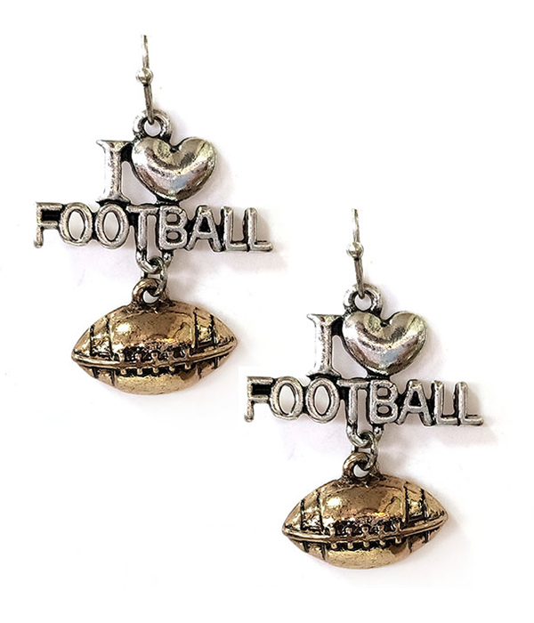 SPORT THEME METAL EARRING - I LOVE FOOTBALL