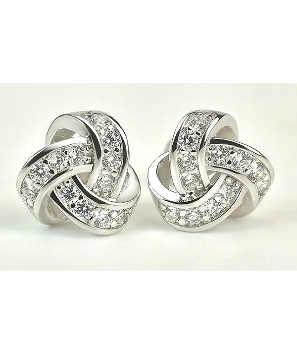 Cubic zirconia knot earring