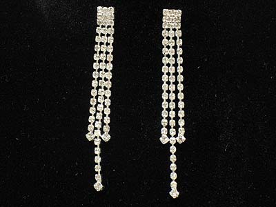 Boutique style rhinestone triple line drop earring