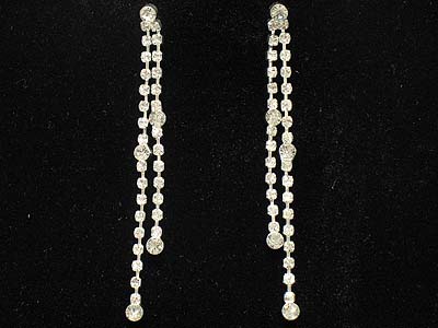 Boutique style rhinestone and crystal double line drop earring
