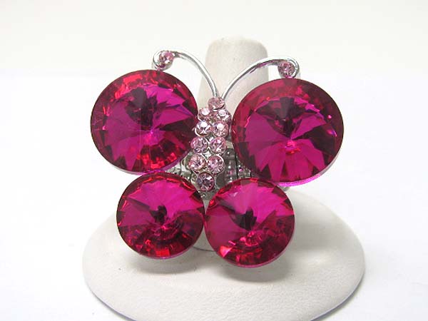 Crystal butterfly stretch ring