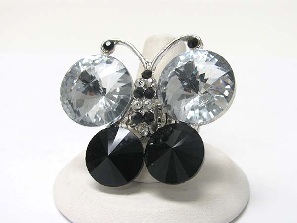 Crystal butterfly stretch ring