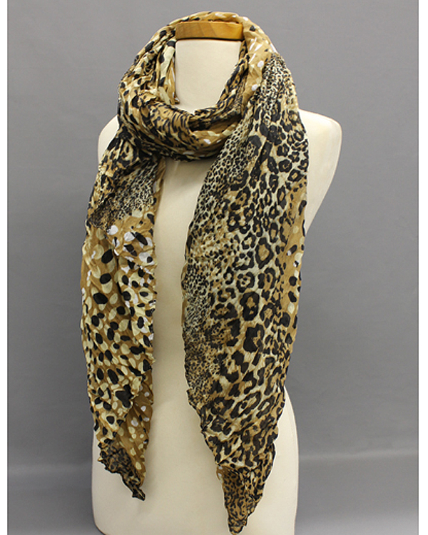 Extra wide dotty animal print fall crinkle scarf