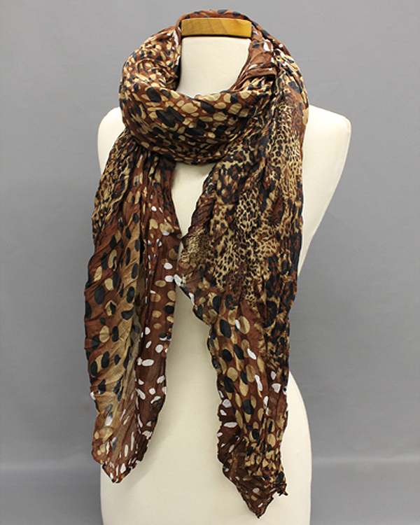 EXTRA WIDE DOTTY ANIMAL PRINT FALL CRINKLE SCARF