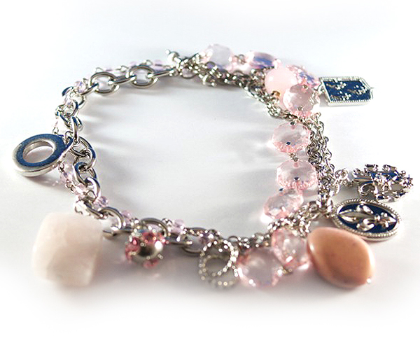 Anique charm and crystal dangle chain bracelet