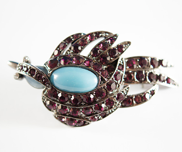 Luxury crystal and stone brooch