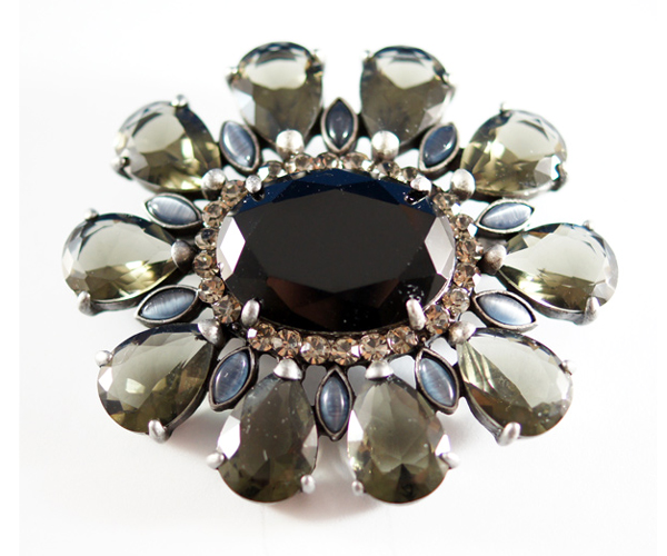 Luxury crystal and stone flower brooch