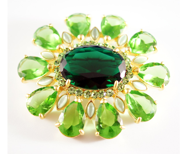 Luxury crystal and stone flower brooch