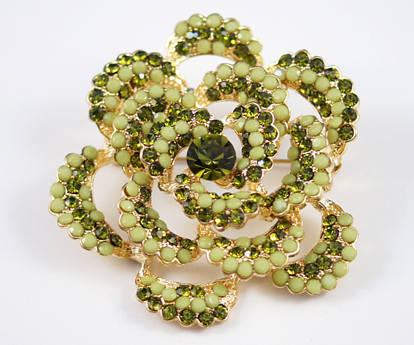 Luxury crystal and seed beads dot flower brooch