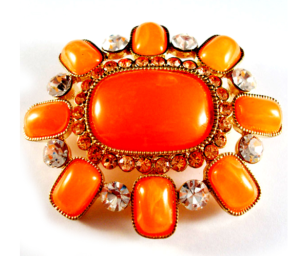 Luxury crystal and stone flower brooch