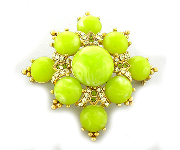 Luxury crystal and stone flower brooch