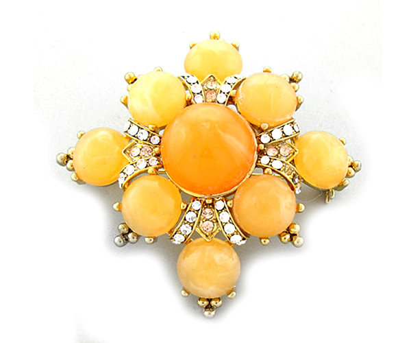 Luxury crystal and stone flower brooch