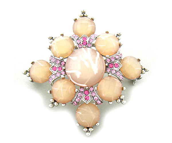 Luxury crystal and stone flower brooch