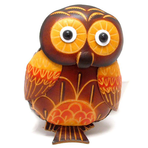 Genuine leather owl coin purse - mini strap included