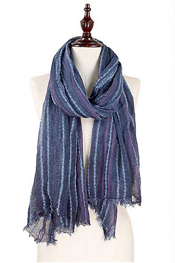 NATURAL DYE STRIPE OBLONG SCARF - 100% VISCOSE