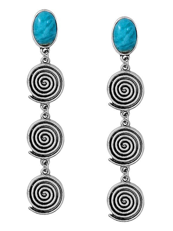 TURQUOISE AND MULTI SWIRL DROP EARRING