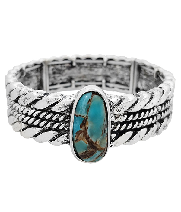 WESTERN STYLE TURQUOISE STRETCH BRACELET