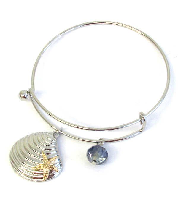 Sealife theme wire bangle bracelet - shell