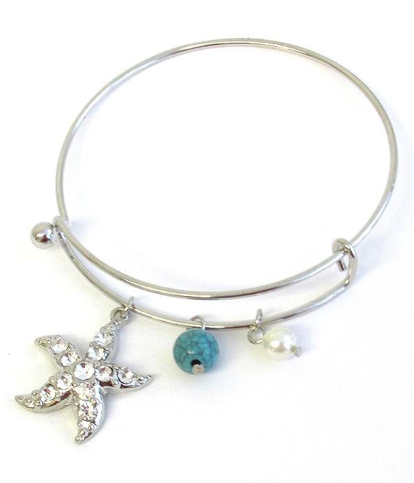 Sealife theme wire bangle bracelet - starfish