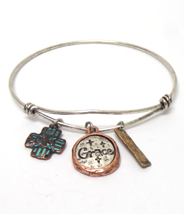 Metal charm bangle bracelet 