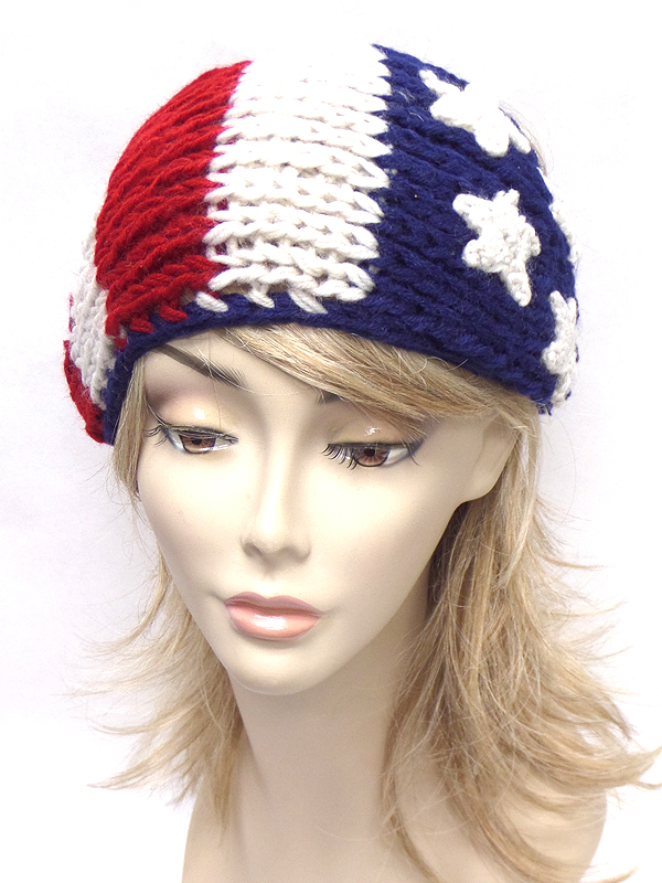 American flag knitted headwrap