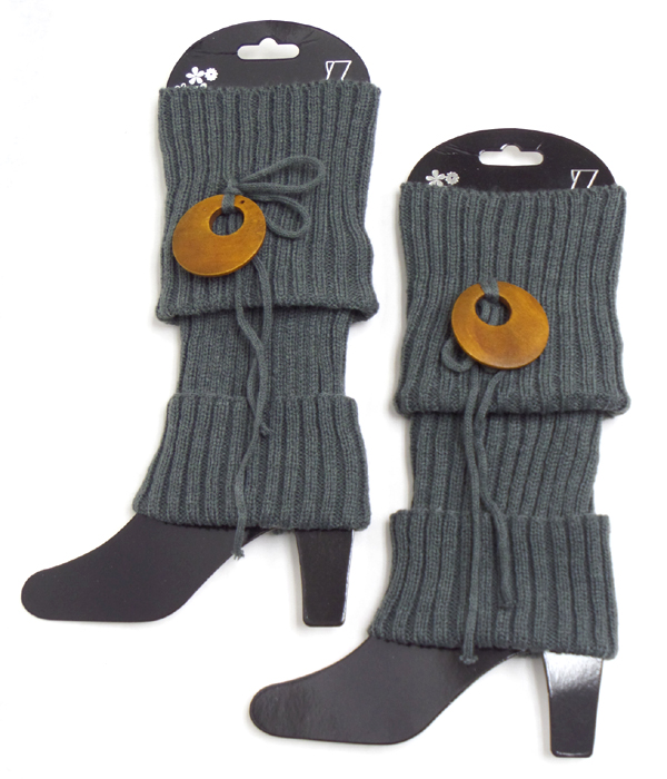 Wood button vintage crochet leg warmer boot cuffs