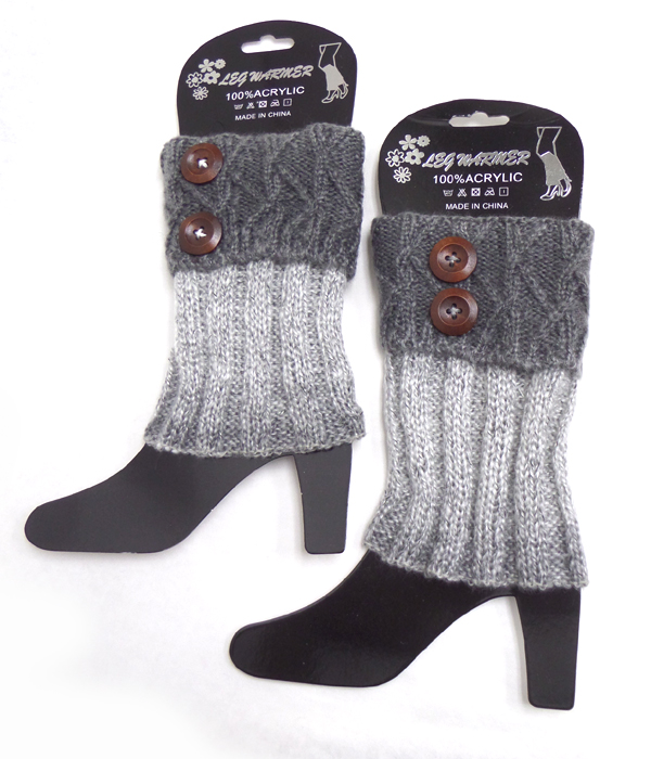 Double button vintage gradient crochet leg warmer boot cuffs