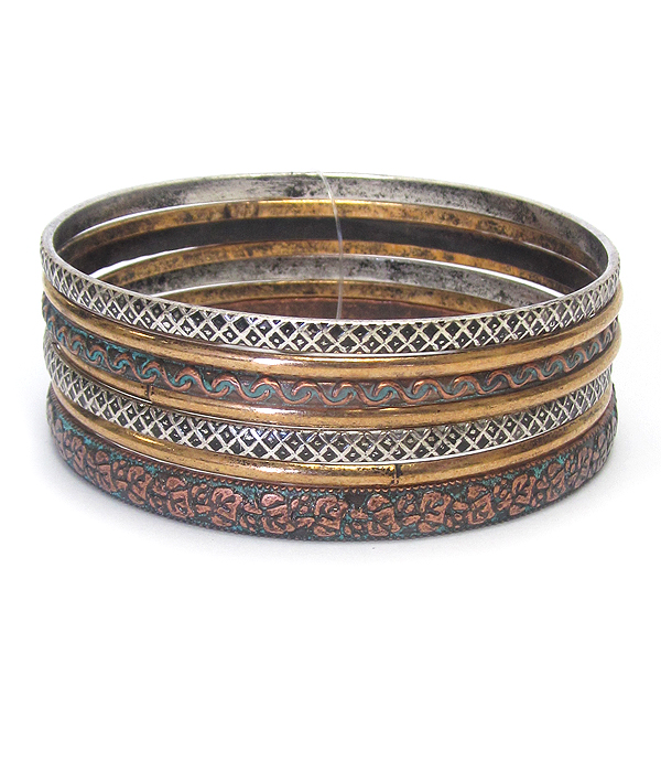 Multi metal stackable bangle bracelet