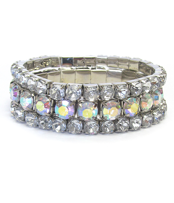 Stackable triple crystal stretch bracelet set