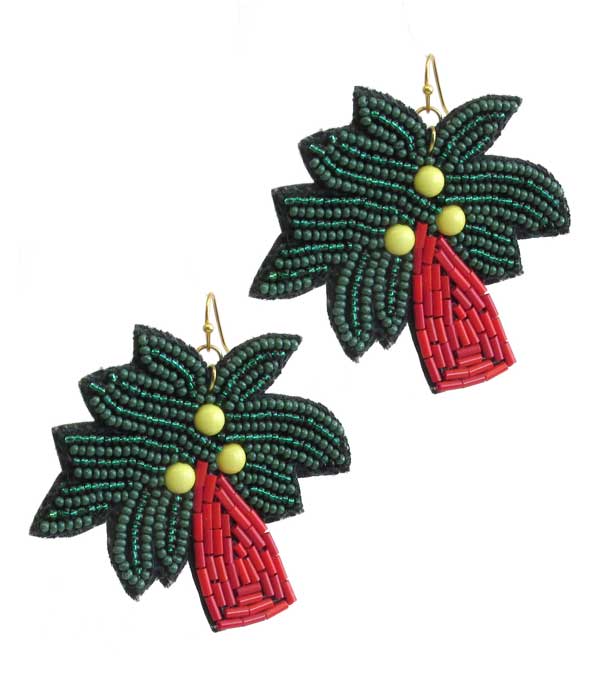 Multi seedbead palm tree earring