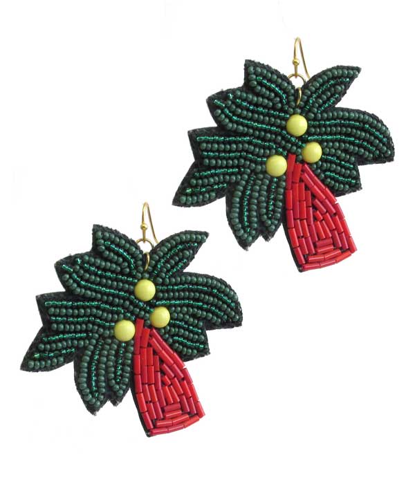 MULTI SEEDBEAD PALM TREE EARRING