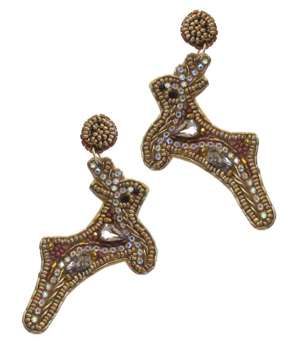 Handmade christmas theme multi seedbead earring - reindeer