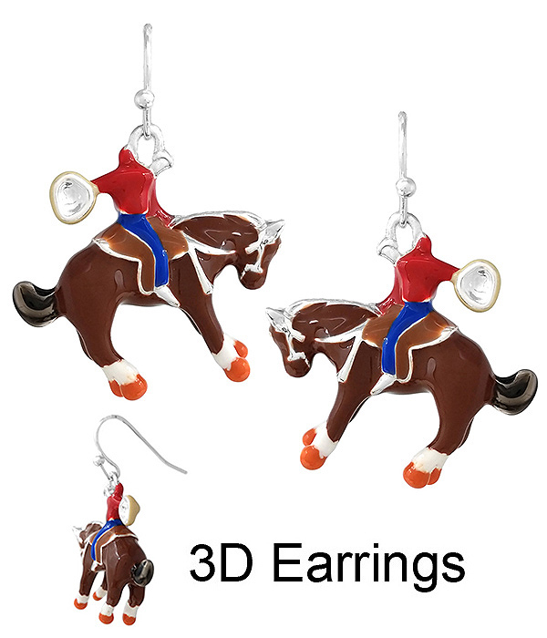 WESTERN THEME EPOXY 3D EARRING - RODEO