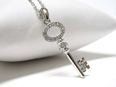 Made in korea whitegold plating crystal key pendant necklace