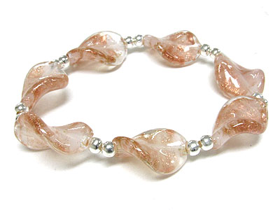 Twisted glass bead stretch bracelet